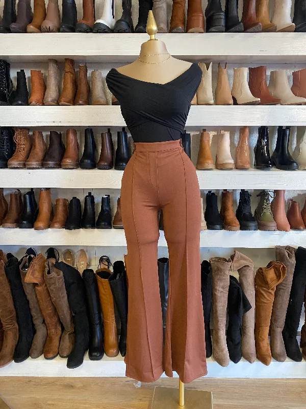 Brown Fit and Flare Pants