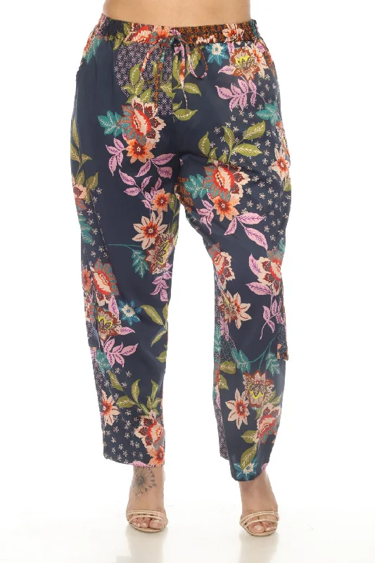 Johnny Was Delfino Kelly Silk Printed Pull On Pants Plus Size C62523A6X