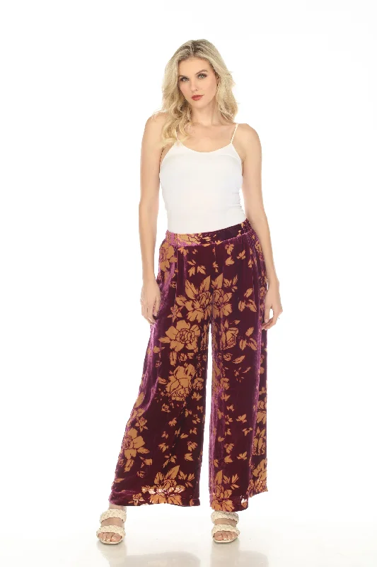 Johnny Was Love Rising Moon Easy Velvet Floral Wide Leg Pants Boho Chic L67422