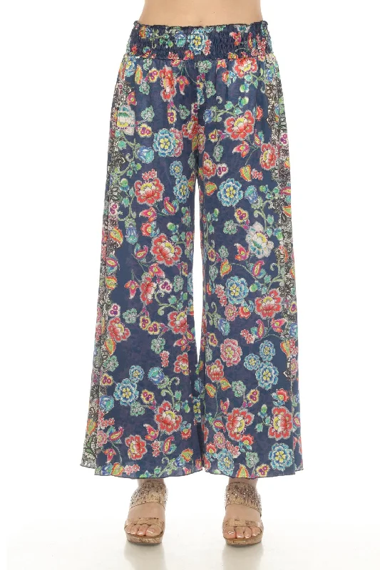 Johnny Was Peppermint Rachel Silk Blend Floral Wide Leg Pants Boho Chic R60723