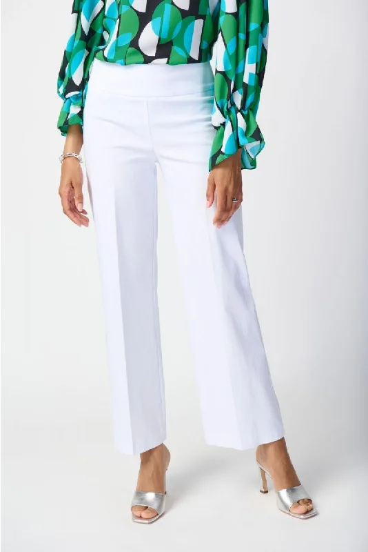 Joseph Ribkoff White Pull On Wide-Leg Business Trouser Pants 241136