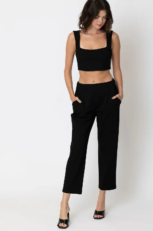 PLEATED FRONT TAPERED PONTE PANT