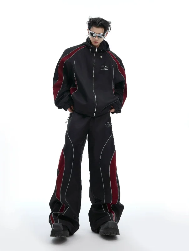 Contrast Spliced Blades Jacket & Track Pants Set