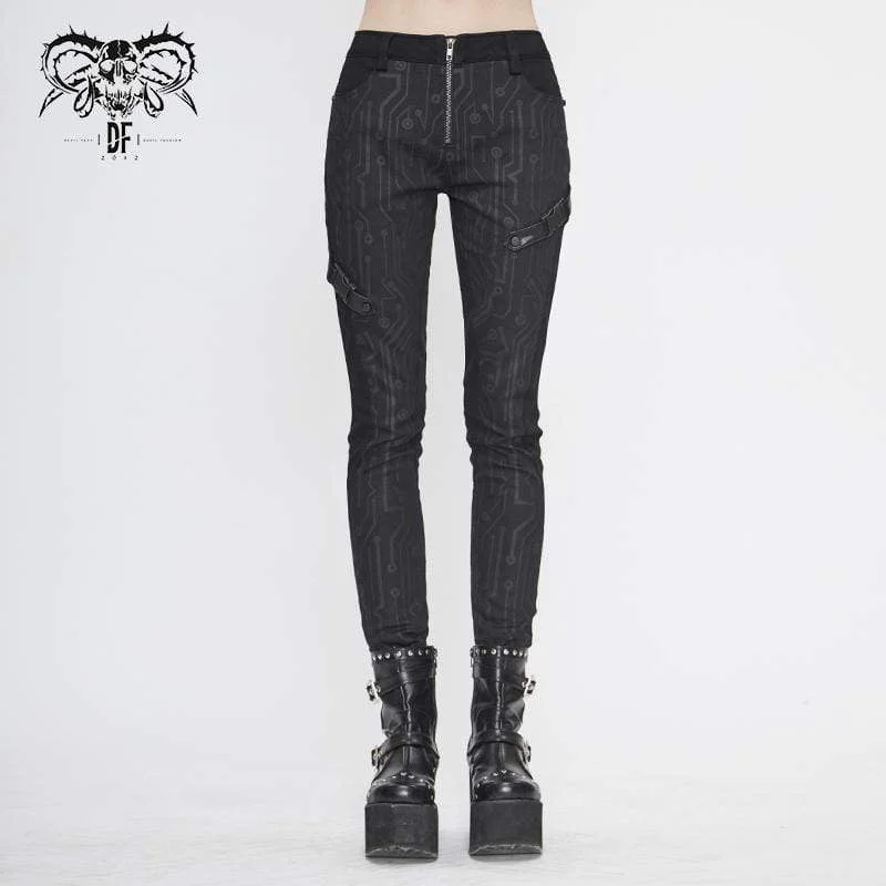 Women's Gothic Front Zip Straight-leg Pants