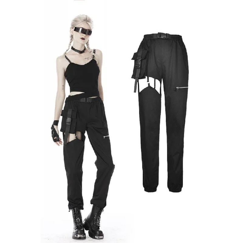 Women's Punk Hollowed Thigh Casual Trousers