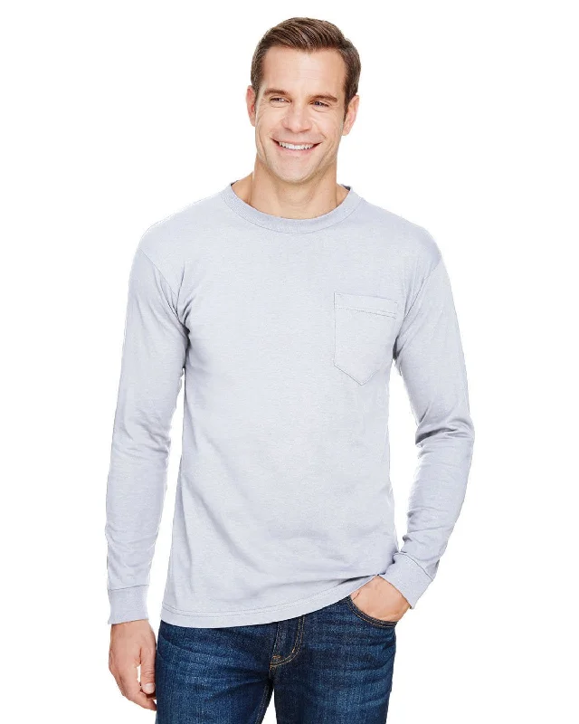 Bayside BA3055 Unisex Union-Made Long-Sleeve Pocket Crew T-Shirt