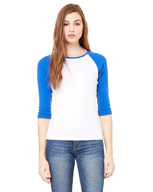 Bella + Canvas B2000 Ladies' Baby Rib 3/4-Sleeve Contrast Raglan T-Shirt