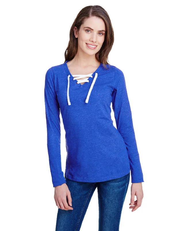 LAT LA3538 Ladies' Long Sleeve Fine Jersey Lace-Up T-Shirt