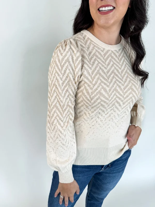 Kelsi Chevron Balloon Sleeve Sweater