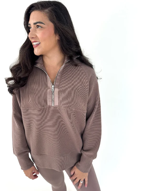 Lismore Longline Taupe Half Zip