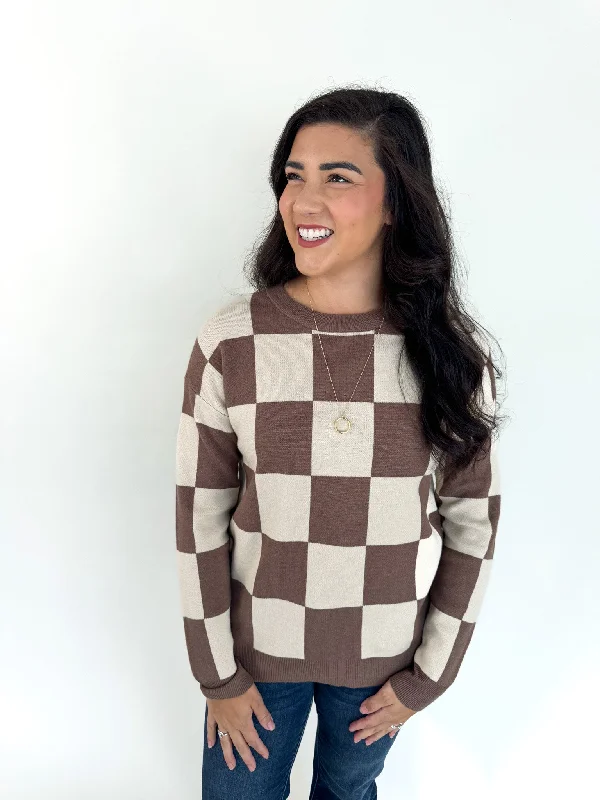 Makayla Checkerboard Oversized Sweater