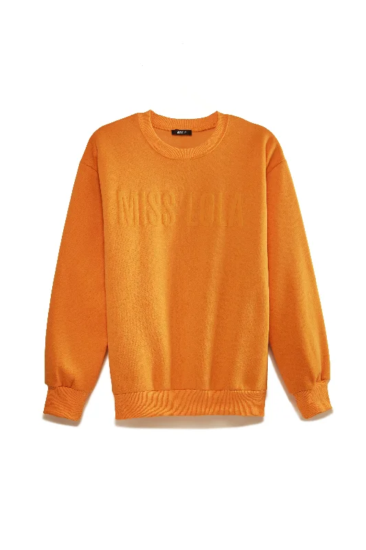 Miss Lola Exclusive Crewneck Sweater - Orange