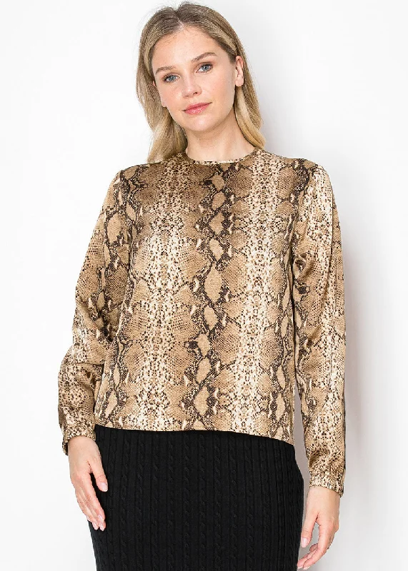 Snake Print Long-Sleeve Top