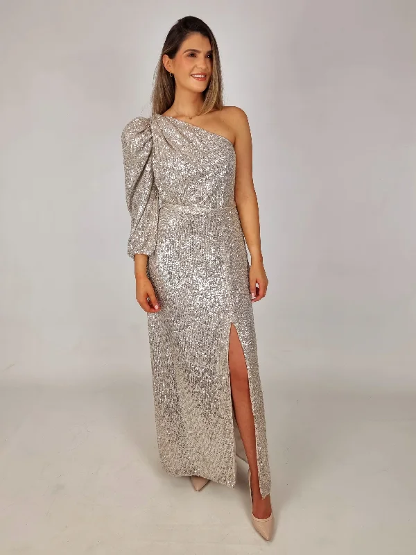 Laura Bernal Long Gold Sequin Dress