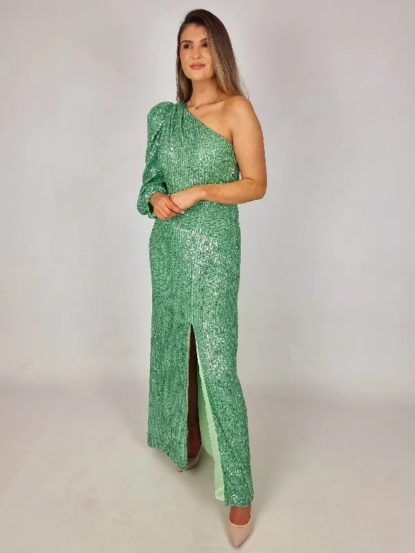 Laura Bernal Long Mint Sequin Dress