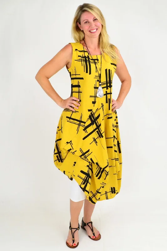 Mustard Coby Panel Cotton Tunic Dress