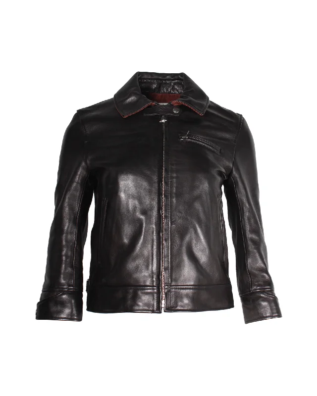 Acne Studios Biker Jacket in Black Calf Leather