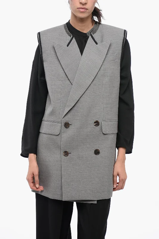 Alexander Mcqueen Double-Breasted Oversized Wool Blazer With Peak Lapel