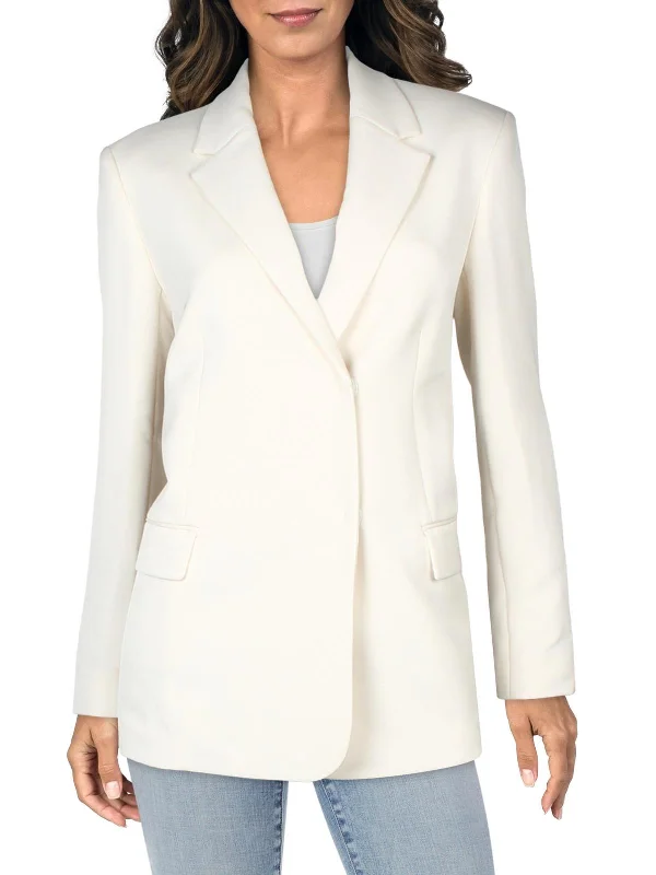 Clean Slim Womens Oxford Crepe Suit Separate Two-Button Blazer