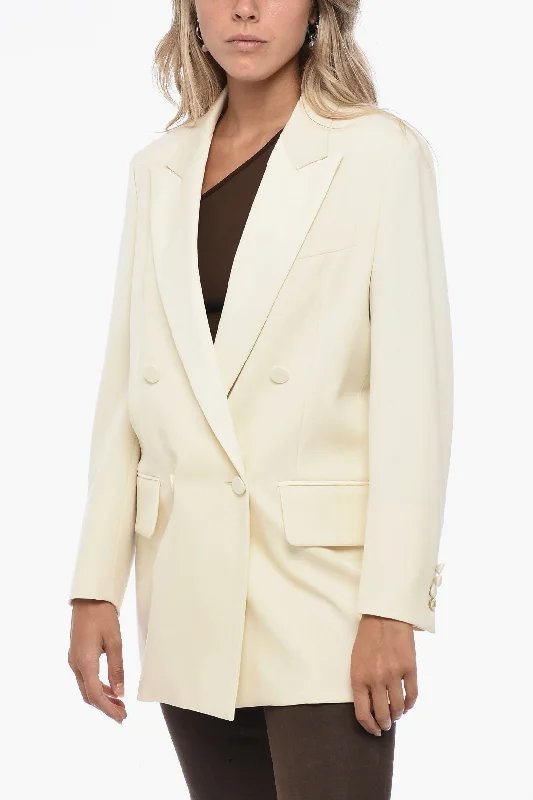 Max Mara Double-breasted MONICA Wool Blazer with Satin Details