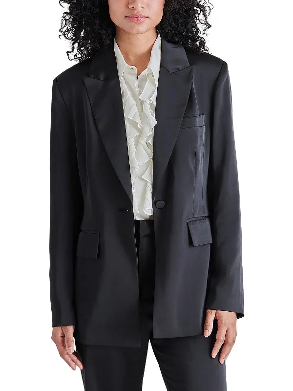 Misha Womens Satin Long Sleeves One-Button Blazer