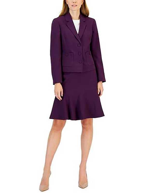 Petites Womens Notch Collar Business Two-Button Blazer