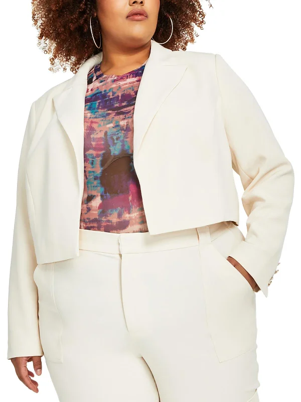 Plus Womens Crepe Open-Front Blazer