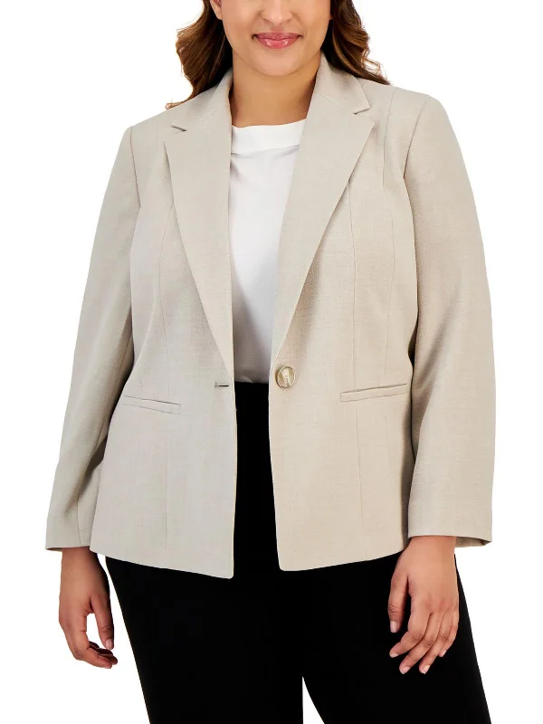 Plus Womens Suit Separate Business One-Button Blazer