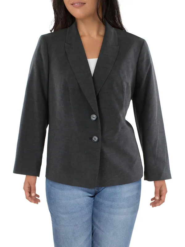 Plus Womens Woven Fitted Two-Button Blazer