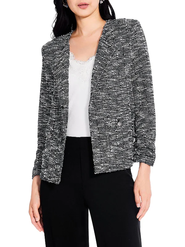 Starry Sky Womens Open Front Textured Open-Front Blazer