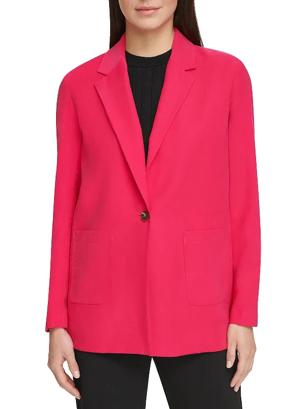 Womens Button Twill One-Button Blazer