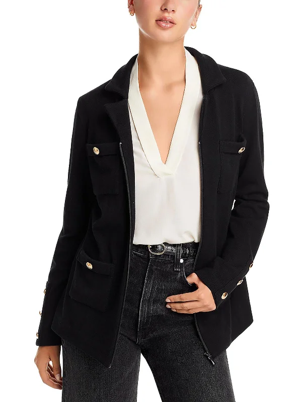 Womens Collared Office Double-Breasted Blazer