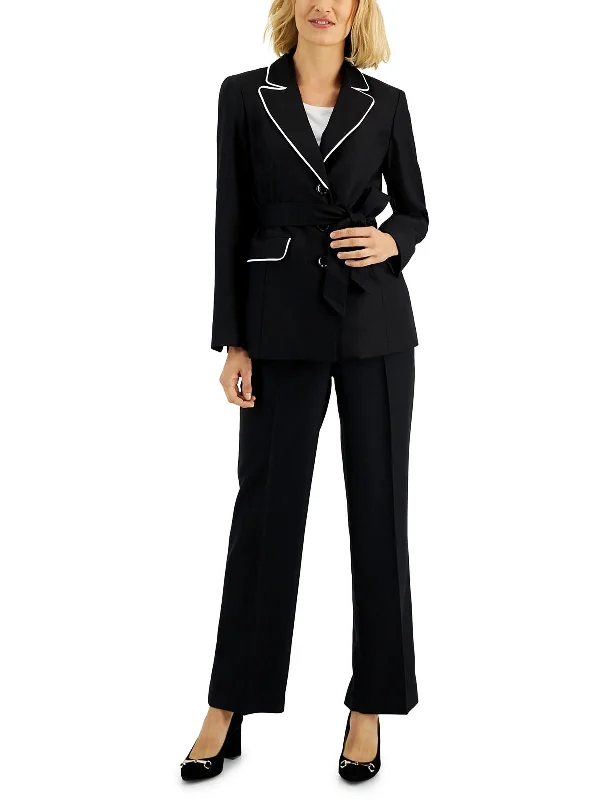 Womens Herringbone Office Two-Button Blazer