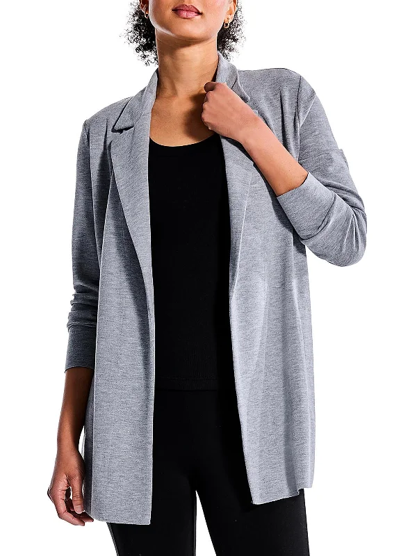 Womens Knit Long Sleeves Open-Front Blazer