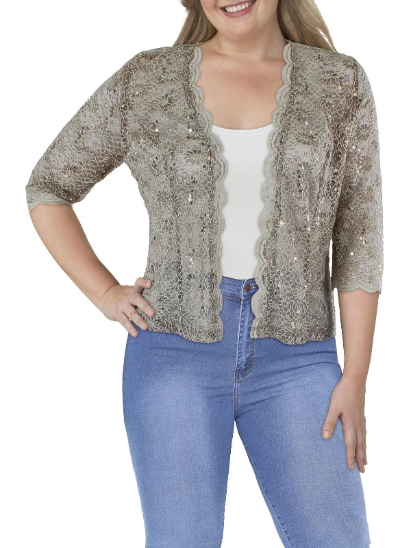 Womens Lace 3/4 Sleeves Topper Jacket