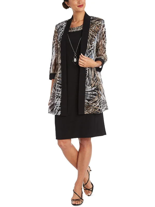 Womens Printed Mesh Duster Blazer