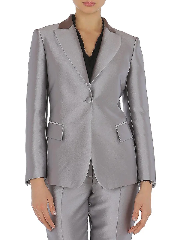 Womens Silk Suit Separate One-Button Blazer