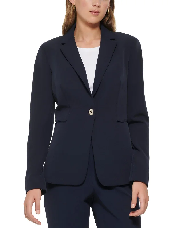 Womens Striped Business One-Button Blazer