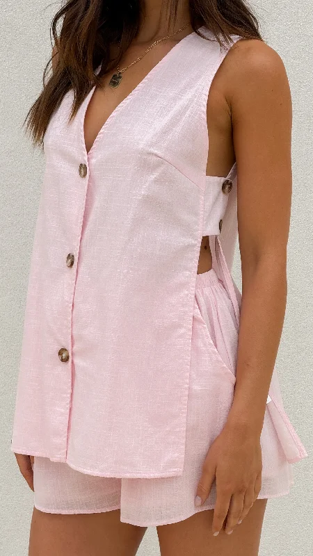 Hayley Vest and Shorts Set - Baby Pink