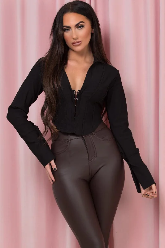 Hook And Eye Corset Top Black