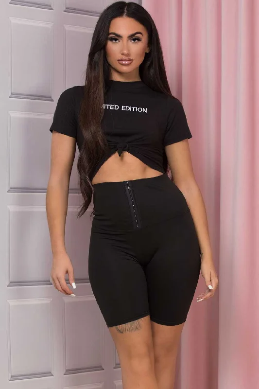 Limited Edition Knot Front Crop Top Black