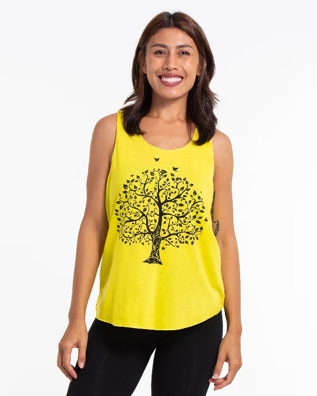 Womens Tree Tank Top in Yellow