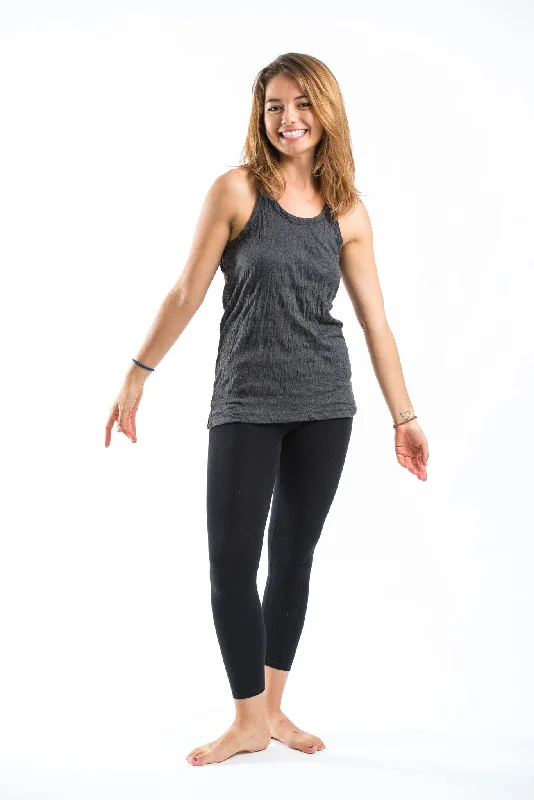 Womens Solid Color Tank Top in Black