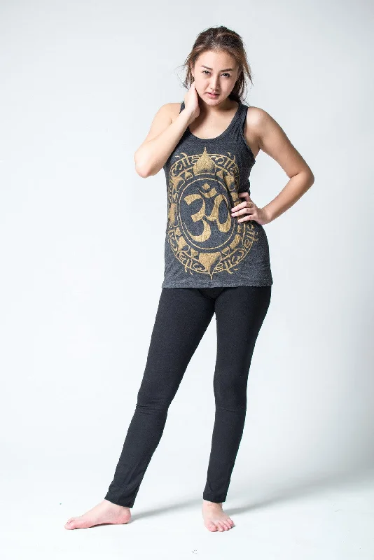 Womens Infinitee Om Tank Top in Gold on Black