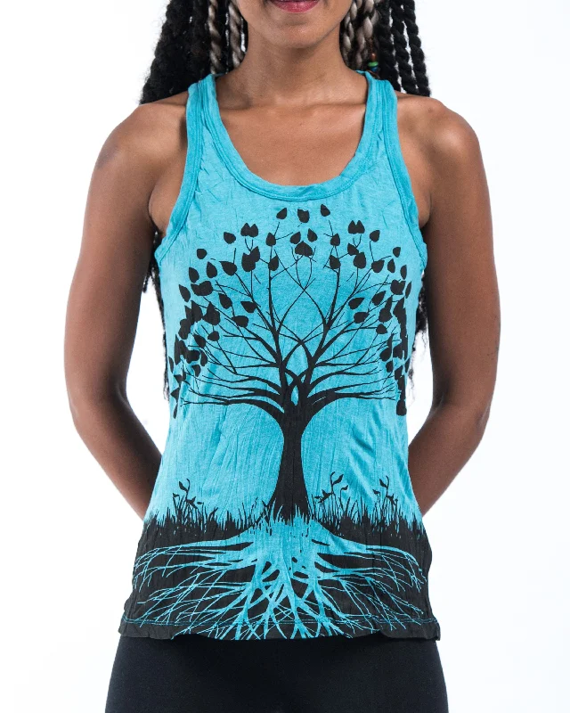 Womens Tree of Life Tank Top in Turquoise